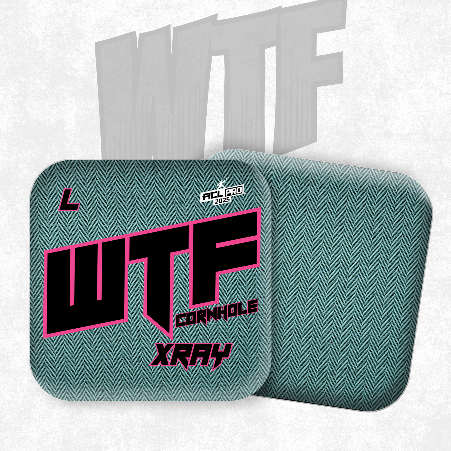 2025 WTF X-RAY Aqua/Black carpet - ACL Pro Stamped Cornhole Bags - Set of 4 bags