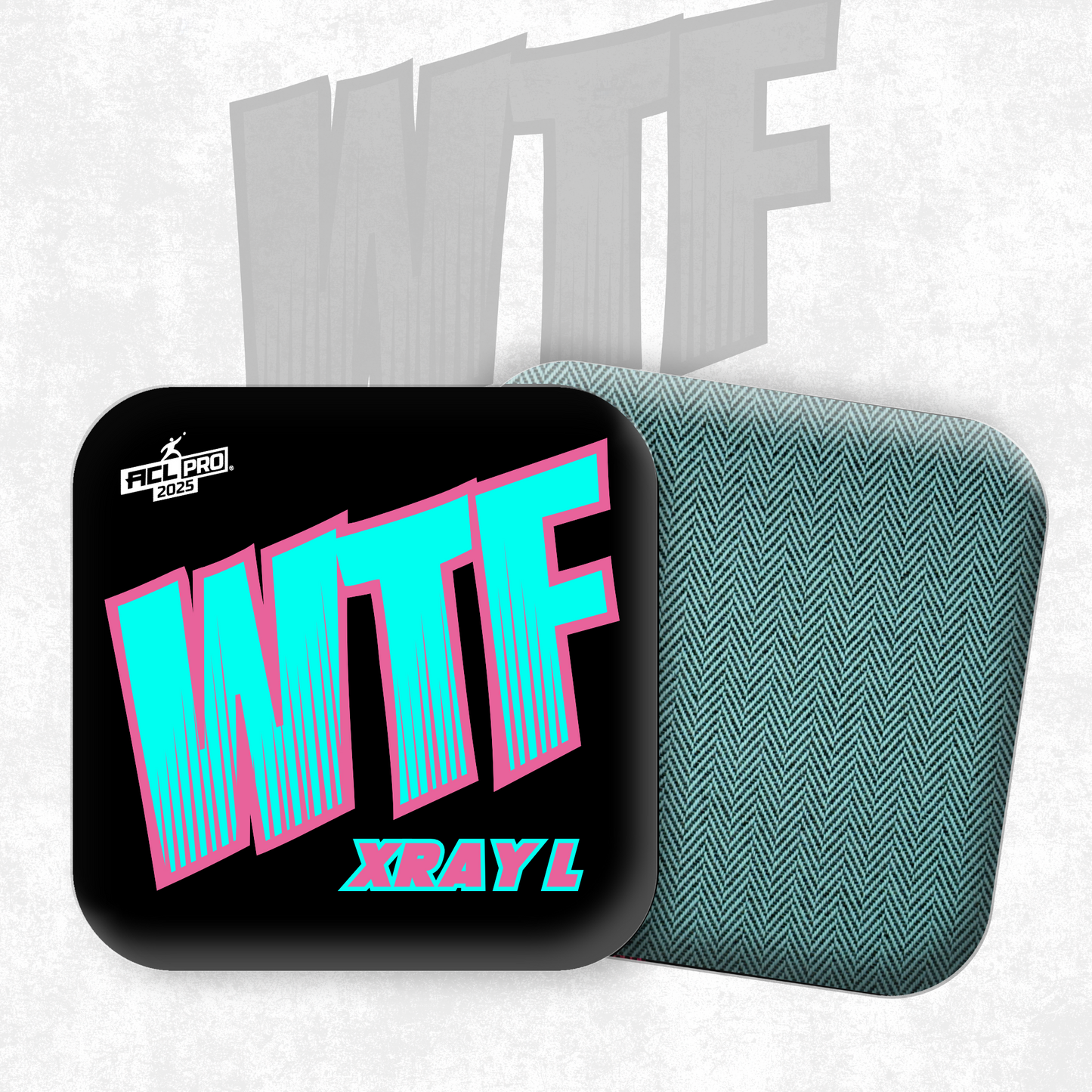 2025 WTF X-RAY Aqua/Black carpet - ACL Pro Stamped Cornhole Bags - Set of 4 bags