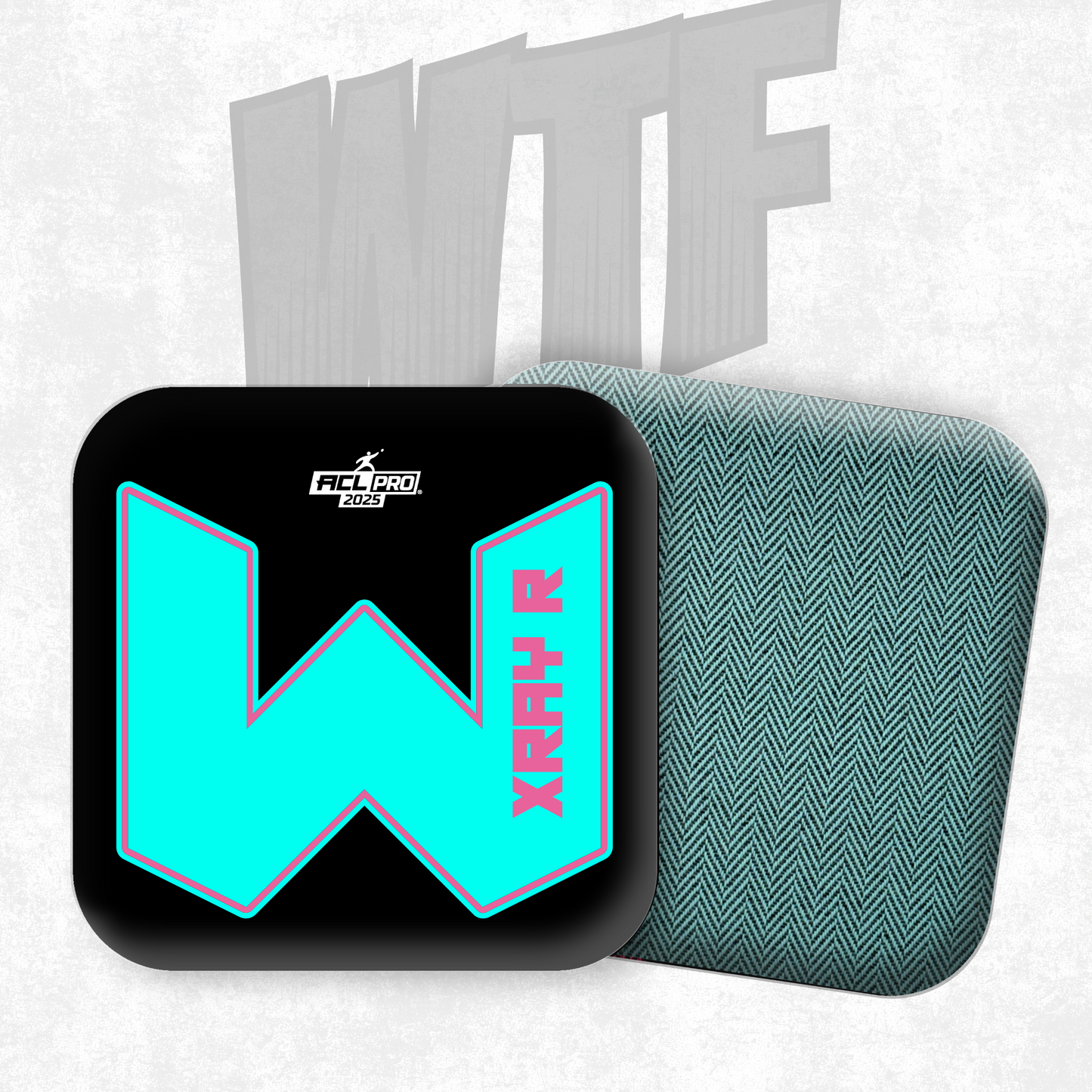 2025 WTF X-RAY Aqua/Black carpet - ACL Pro Stamped Cornhole Bags - Set of 4 bags