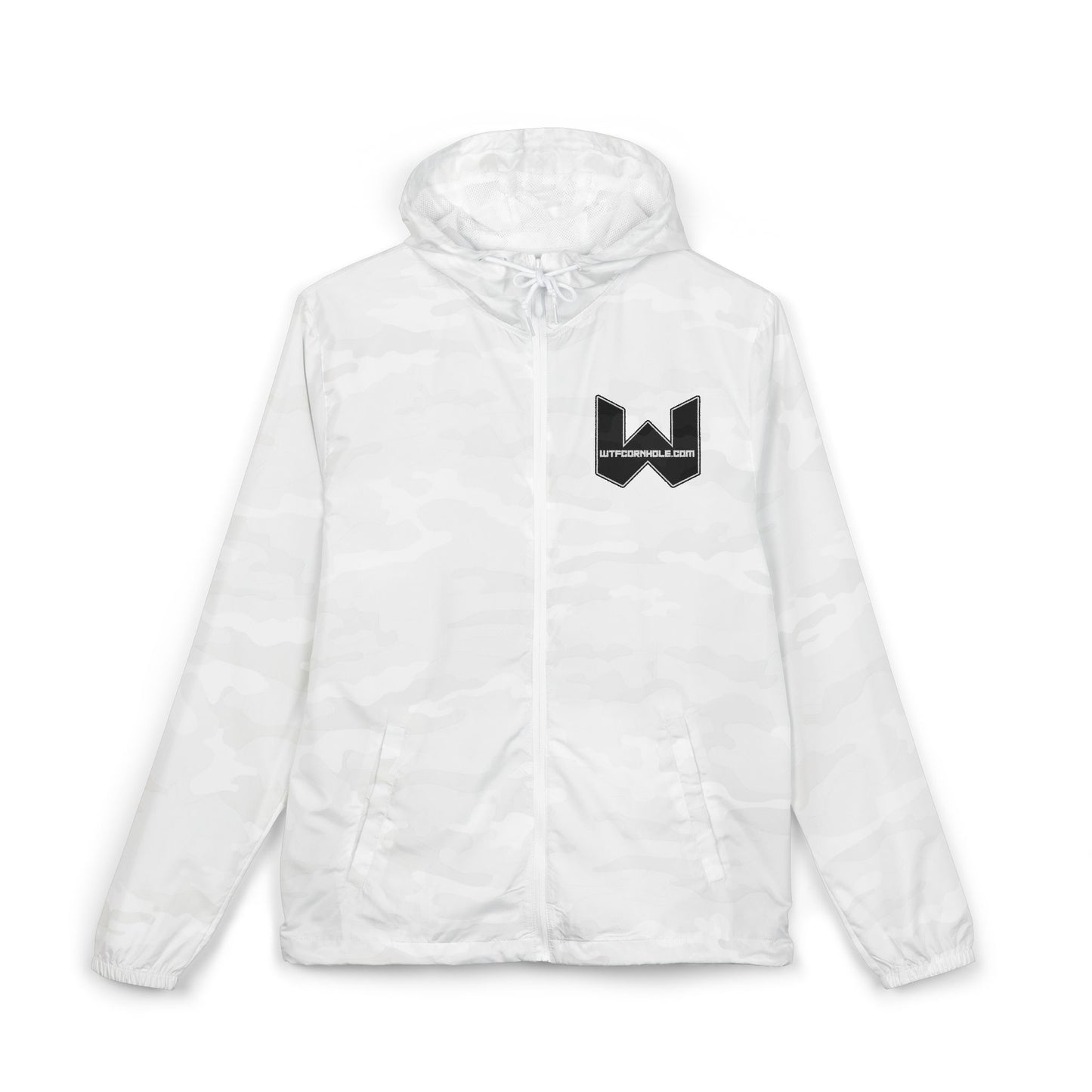 Windbreaker Jacket — Minimal Geometric 'W' Logo Lightweight Hooded Windbreaker