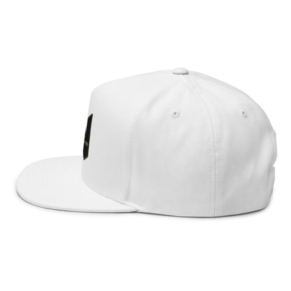 Embroidered Flat Bill Cap — Minimal Green W Logo Snapback