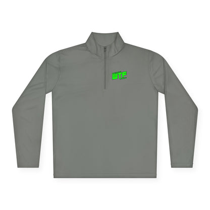 Quarter-Zip Pullover with Neon "WTF" Chest Graphic