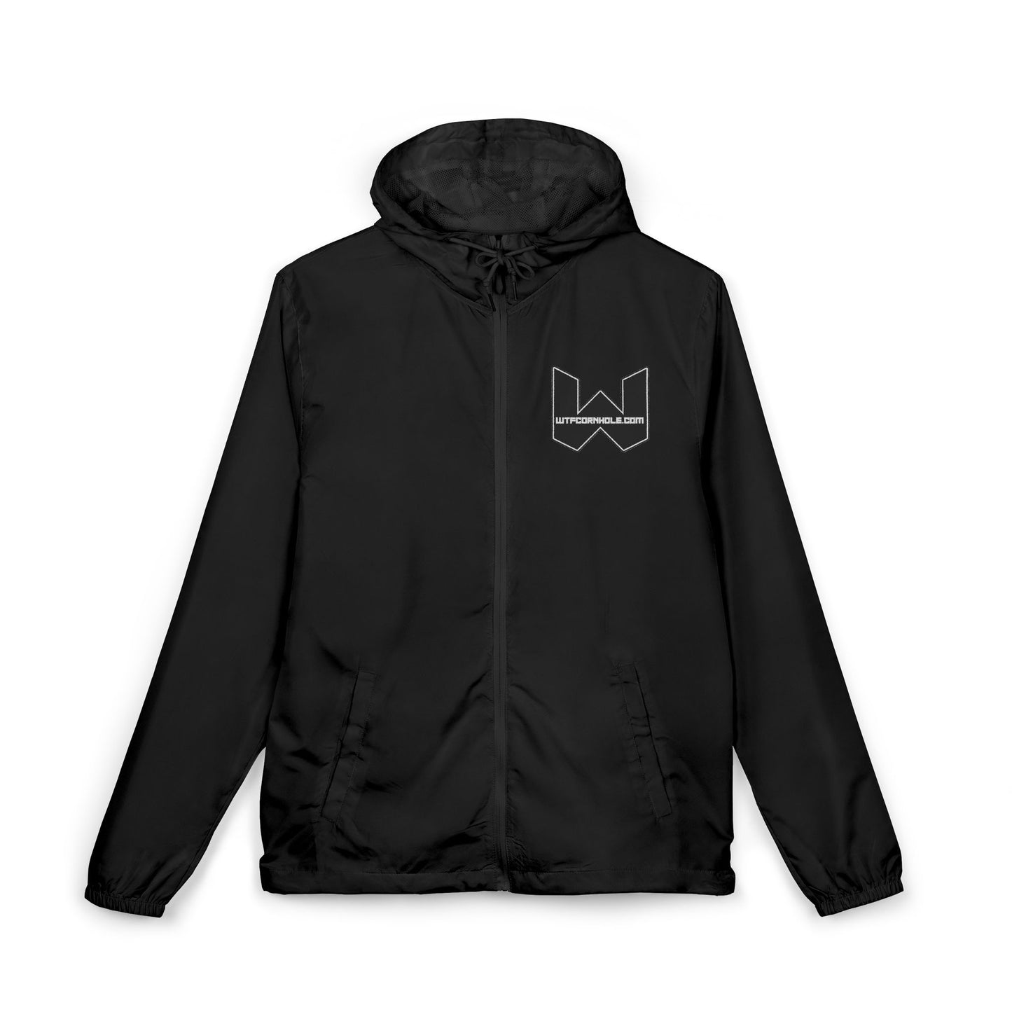 Windbreaker Jacket — Minimal Geometric 'W' Logo Lightweight Hooded Windbreaker