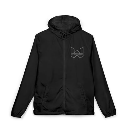 Windbreaker Jacket — Minimal Geometric 'W' Logo Lightweight Hooded Windbreaker