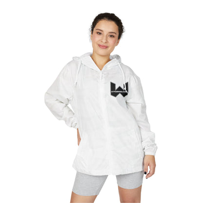 Windbreaker Jacket — Minimal Geometric 'W' Logo Lightweight Hooded Windbreaker