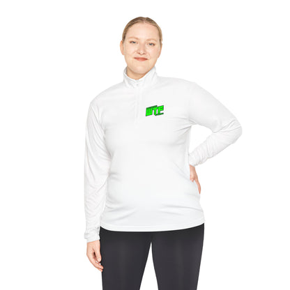 Quarter-Zip Pullover with Neon "WTF" Chest Graphic