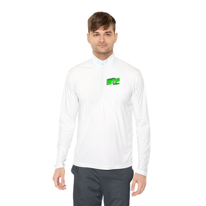 Quarter-Zip Pullover with Neon "WTF" Chest Graphic