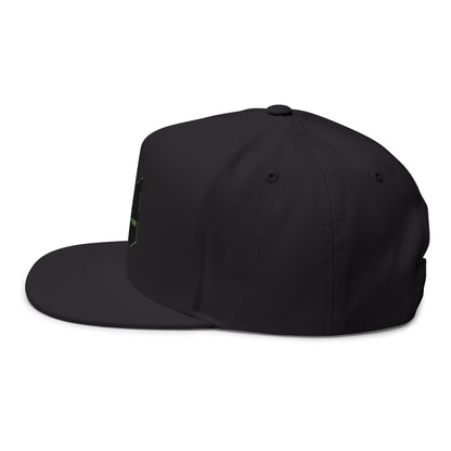 Embroidered Flat Bill Cap — Minimal Green W Logo Snapback
