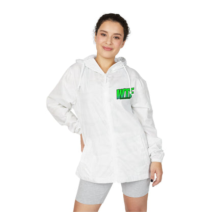 Windbreaker Jacket — Green "WTF" Retro Graphic Lightweight Hooded Windbreaker