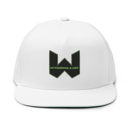 Embroidered Flat Bill Cap — Minimal Green W Logo Snapback