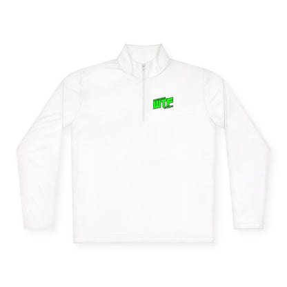 Quarter-Zip Pullover with Neon "WTF" Chest Graphic