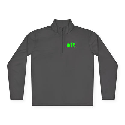 Quarter-Zip Pullover with Neon "WTF" Chest Graphic