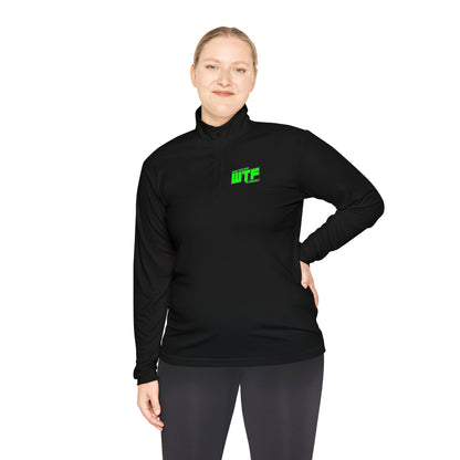 Quarter-Zip Pullover with Neon "WTF" Chest Graphic