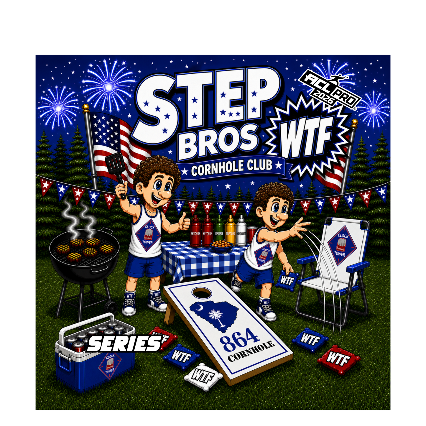 Step Bros 2026 WTF Designs - ACL Stamped Cornhole Bags - Set of 4 bags