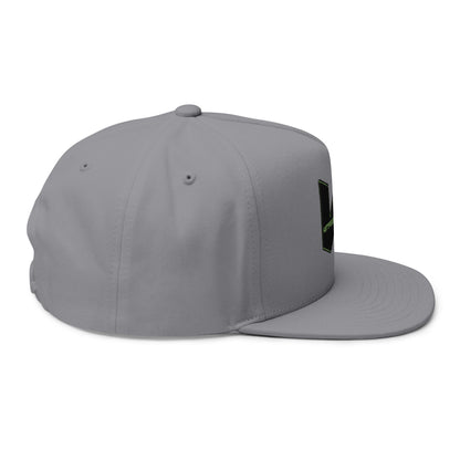 Embroidered Flat Bill Cap — Minimal Green W Logo Snapback