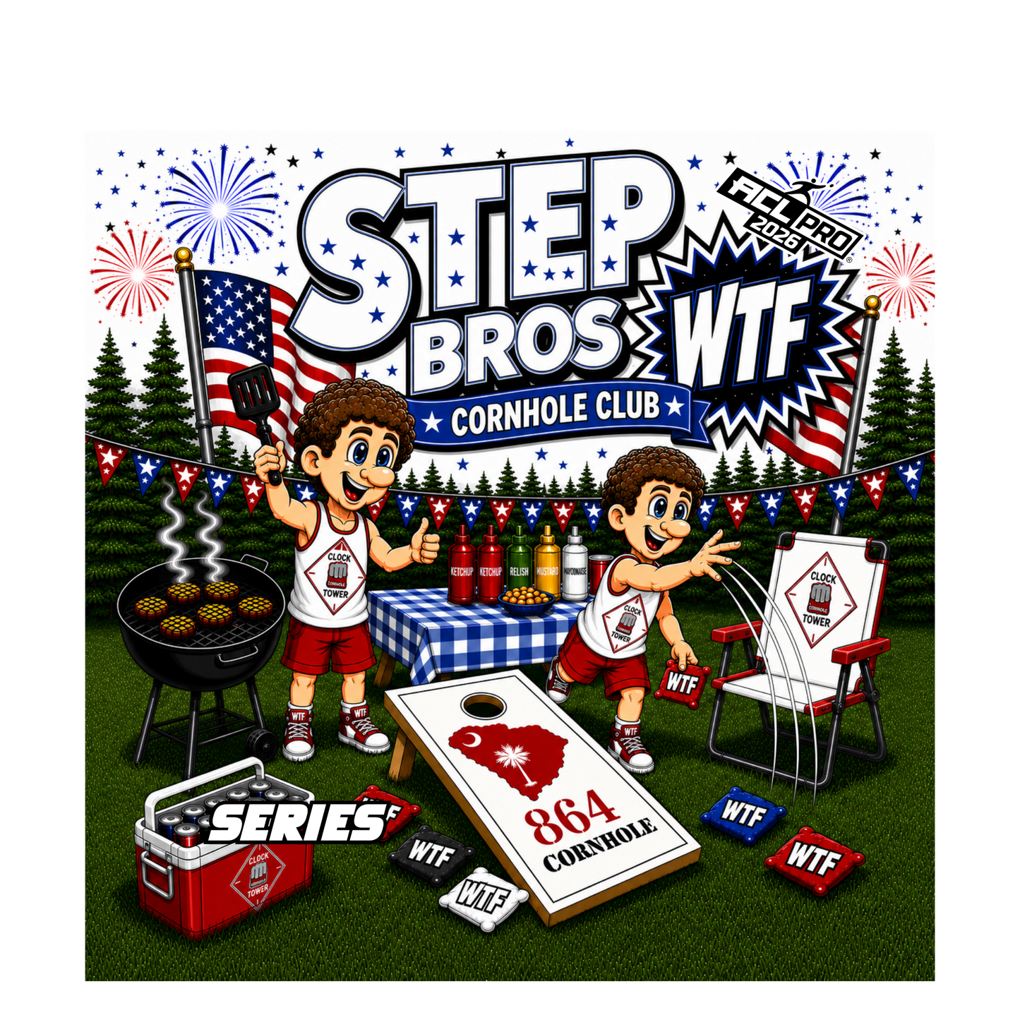 Step Bros 2026 WTF Designs - ACL Stamped Cornhole Bags - Set of 4 bags