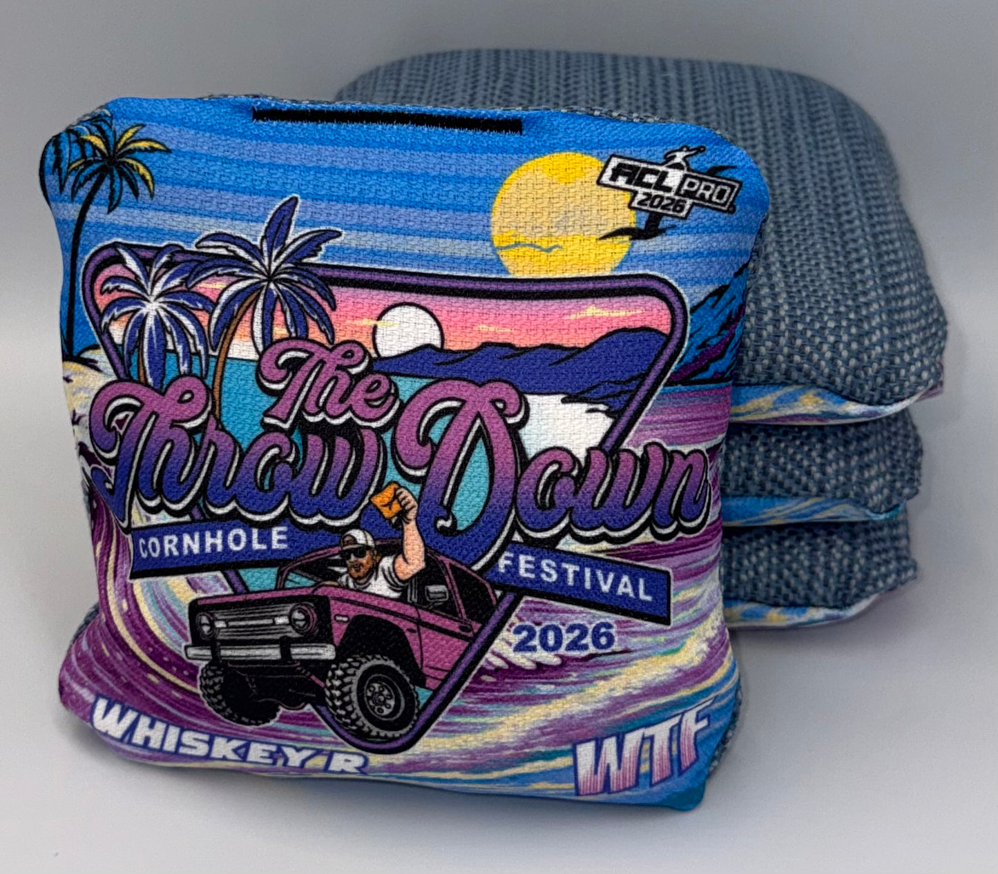 The Throw Down 2026 WTF Whiskey - ACL Pro Stamped Cornhole Bags - Set of 4 bags