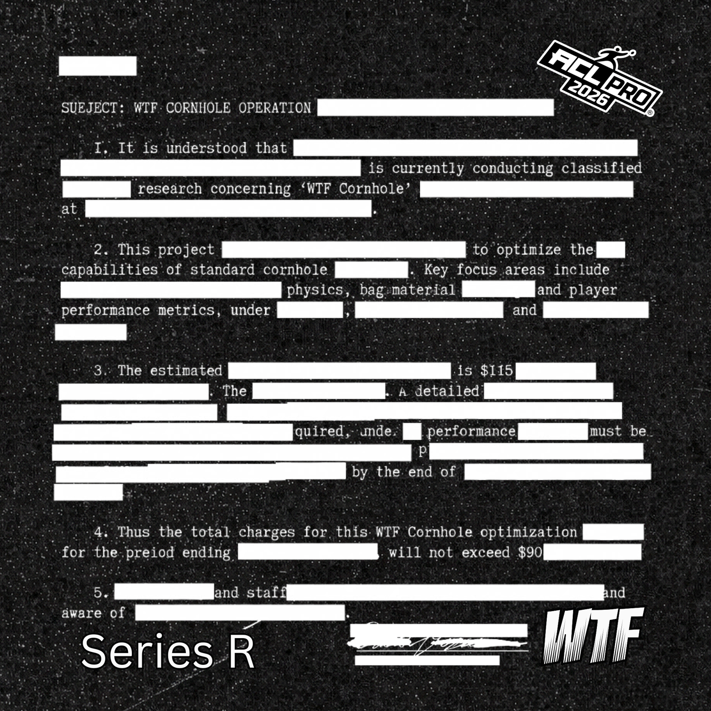 Redacted 2026 WTF Designs - ACL Stamped Cornhole Bags - Set of 4 bags