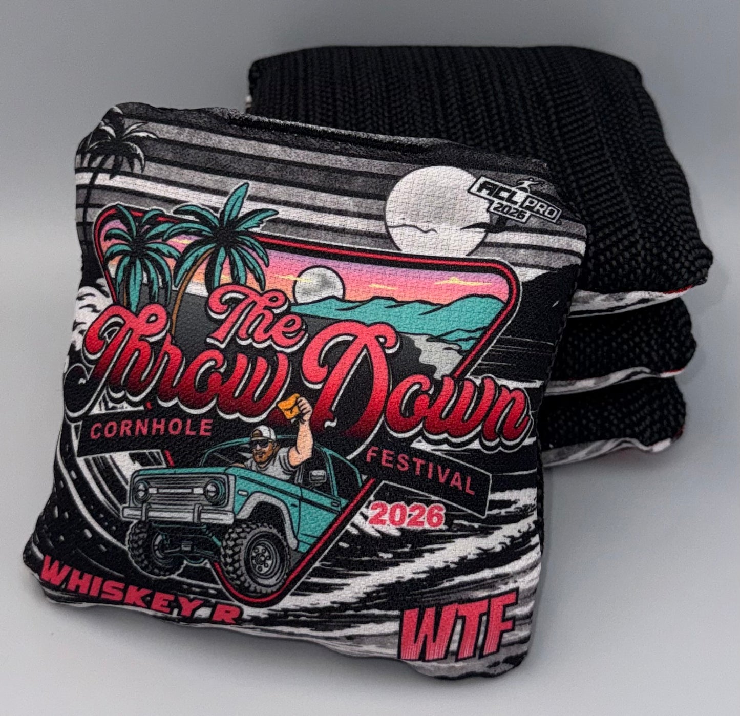 The Throw Down 2026 WTF Whiskey - ACL Pro Stamped Cornhole Bags - Set of 4 bags